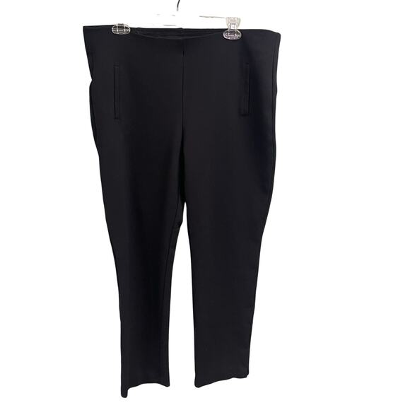 Chicos Black Ponte Stretch Pull On Pants Womens Size Large 2.5 Ankle Cropped - Picture 1 of 4